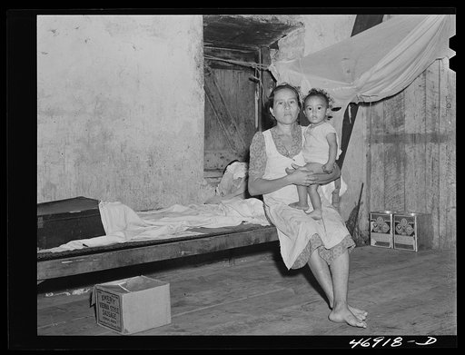 Untitled photo, possibly related to: Saint Croix Island, Virgin Islands. Puerto Rican woman and her children, FSA (Farm Security Administration) borrower, living in the slum village of "Barren Spot"