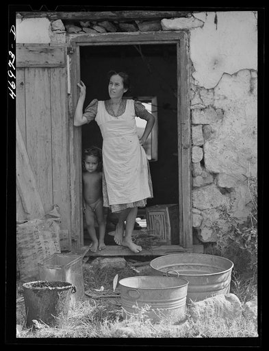 Untitled photo, possibly related to: Saint Croix Island, Virgin Islands. Puerto Rican woman and her children, FSA (Farm Security Administration) borrower, living in the slum village of "Barren Spot"