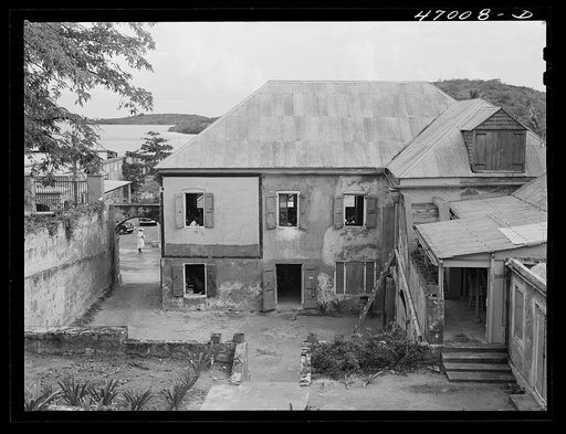 Untitled photo, possibly related to: Christiansted, Saint Croix, Virgin Islands. Changing classes at the Christiansted high school