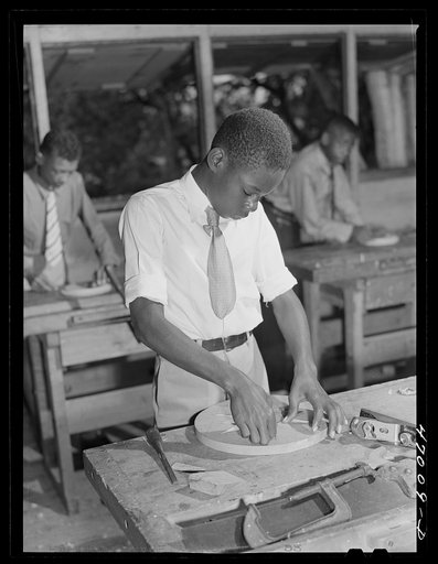 Christiansted, Saint Croix Island, Virgin Islands. Manual training class in the Christiansted high school
