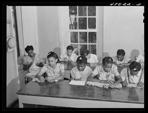 Christiansted, Saint Croix Island, Virgin Islands. Girls in sewing class in the Christiansted high school