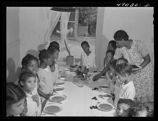 Christiansted, Saint Croix Island, Virgin Islands (vicinity). Hot lunches being served in Peter's Rest elementary school