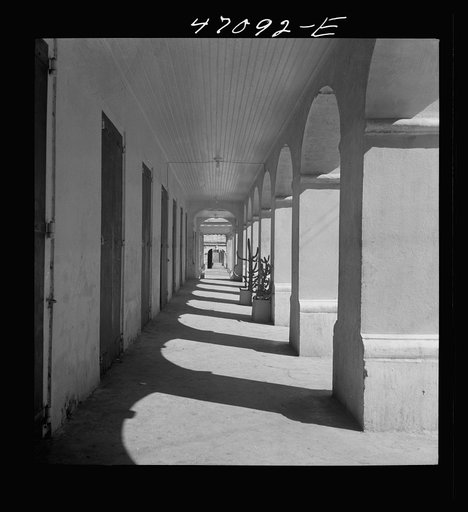 Christiansted, Saint Croix Island, Virgin Islands. Sidewalk on a main street