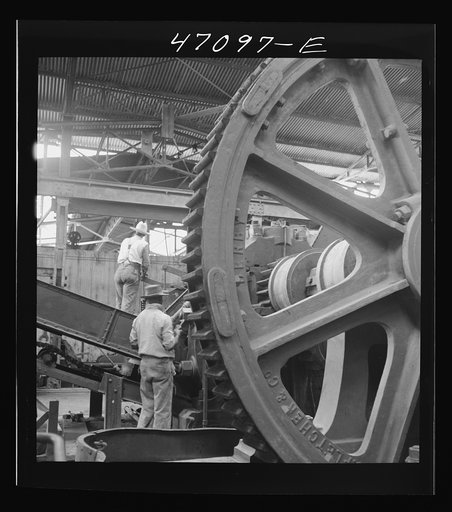 Saint Croix Island, Virgin Islands. Reconditioning machinery in the Bethlehem sugar mill