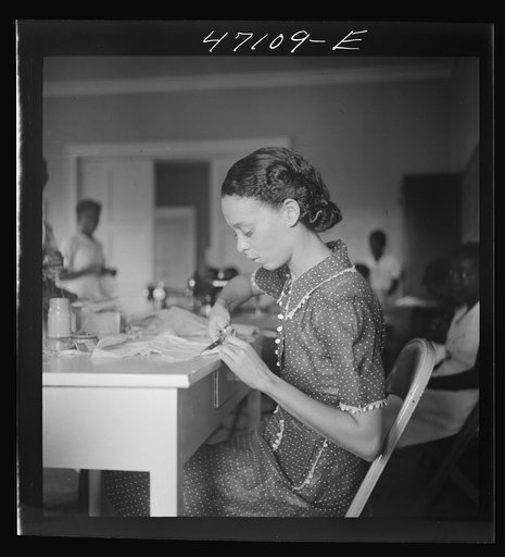 Christiansted, Saint Croix Island, Virgin Islands. Sewing teacher in the Christiansted high school