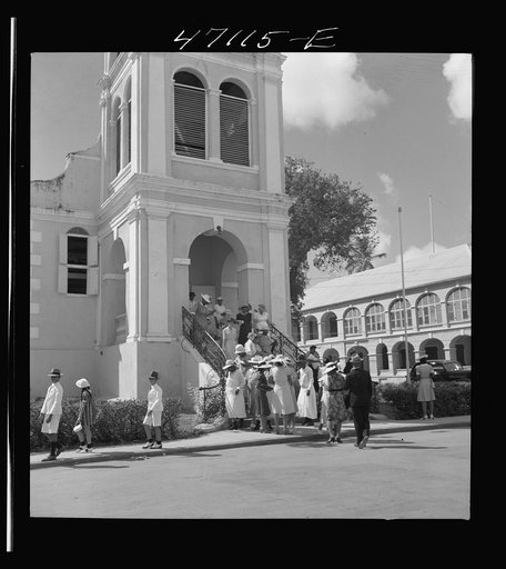 Untitled photo, possibly related to: Christiansted, Saint Croix Island, Virgin Islands. Coming out of church on a Sunday