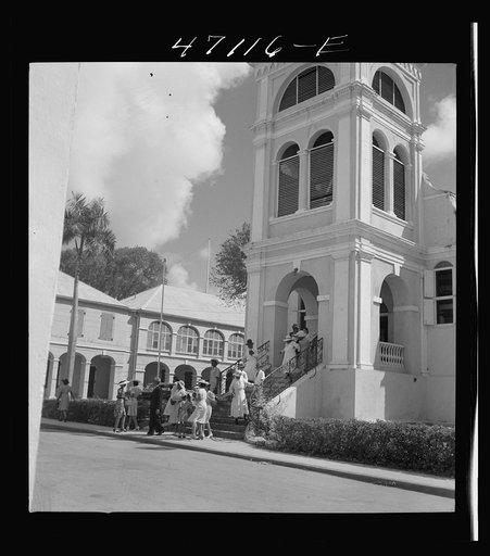 Untitled photo, possibly related to: Christiansted, Saint Croix Island, Virgin Islands. Coming out of church on a Sunday