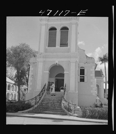 Christiansted, Saint Croix Island, Virgin Islands. Coming out of church on a Sunday