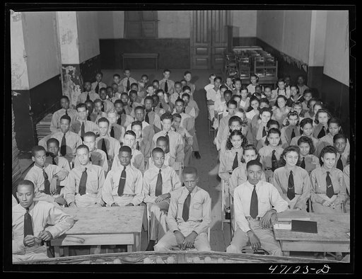 Untitled photo, possibly related to: Charlotte Amalie, Saint Thomas Island, Virgin Islands. The high school cadets are organized at the Charlotte Amalie high school to assist police and fire departments during blackouts and air-raids