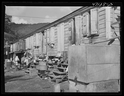 Charlotte Amalie, Saint Thomas Island, Virgin Islands. One of the long row of houses near the waterfront