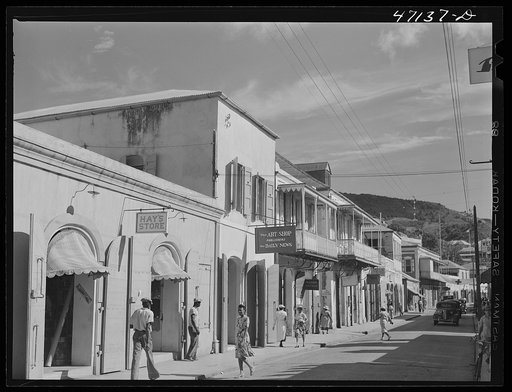 Charlotte Amalie, Saint Thomas Island, Virgin Islands. Along the main street