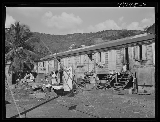 Untitled photo, possibly related to: Charlotte Amalie, Saint Thomas Island, Virgin Islands. Backyards of one of the settlements of long row slum houses near the waterfront