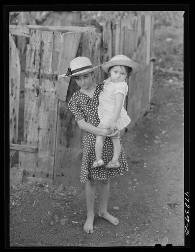 French village, a small settlement on Saint Thomas Island, Virgin Islands. Children of a French family living in the French village, a small settlement
