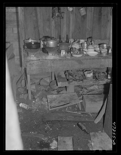 Charlotte Amalie, Saint Thomas Island, Virgin Islands. The kitchen in the home of a Negro worker in a slum section
