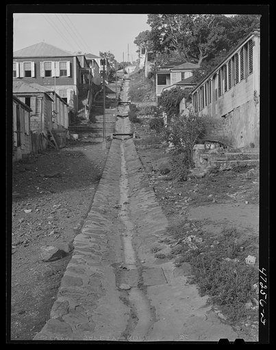 Untitled photo, possibly related to: Charlotte Amalie, Saint Thomas Island, Virgin Islands. Open sewer on a hillside