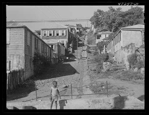 Untitled photo, possibly related to: Charlotte Amalie, Saint Thomas Island, Virgin Islands. Open sewer on a hillside