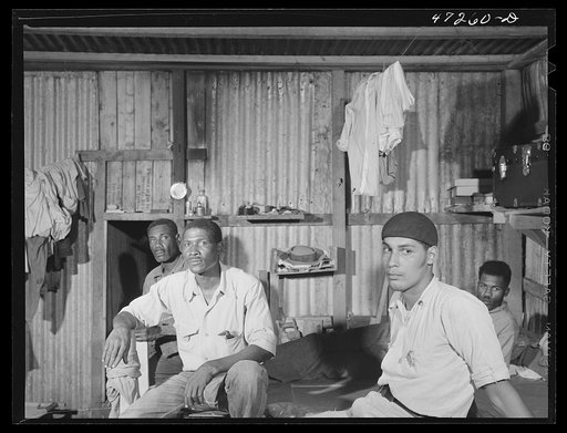 Untitled photo, possibly related to: Charlotte Amalie, Saint Thomas Island, Virgin Islands. Defense workers employed at the Naval base resting in their living quarters