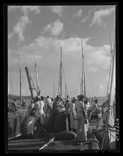 Untitled photo, possibly related to: Charlotte Amalie, Saint Thomas Island, Virgin Islands. Fish and supply boats are tied up at Tortolla wharf