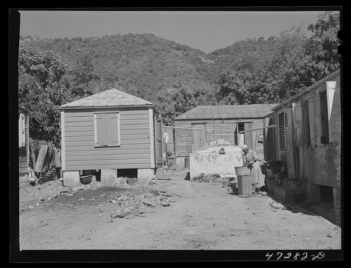 Charlotte Amalie, Saint Thomas Island, Virgin Islands. Washing clothes on a side street
