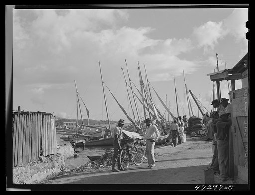 Untitled photo, possibly related to: Charlotte Amalie, Saint Thomas Island, Virgin Islands. Fish and supply boats are tied up at Tortolla wharf