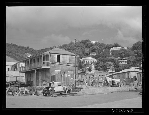 Charlotte Amalie, Saint Thomas Island, Virgin Islands. Houses near the marketplace