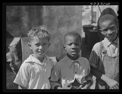 Charlotte Amalie, Saint Thomas Island, Virgin Islands. Children living in one of the slum sections