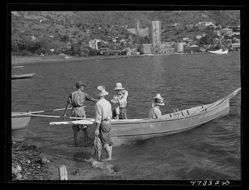 Untitled photo, possibly related to: French village, a small settlement on Saint Thomas Island, Virgin Islands. Fisherman from the French village, a small settlement, with the day's catch