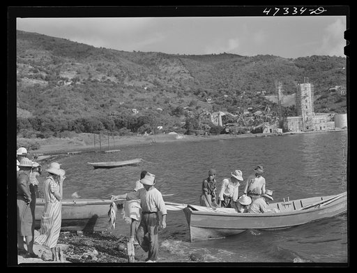 French village, a small settlement on Saint Thomas Island, Virgin Islands. Fisherman from the French village, a small settlement, with the day's catch