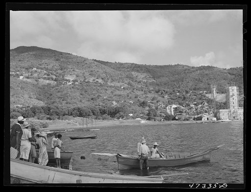Untitled photo, possibly related to: French village, a small settlement on Saint Thomas Island, Virgin Islands. Fisherman from the French village, a small settlement, with the day's catch