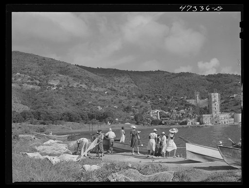 Untitled photo, possibly related to: French village, a small settlement on Saint Thomas Island, Virgin Islands. Fisherman from the French village, a small settlement, with the day's catch