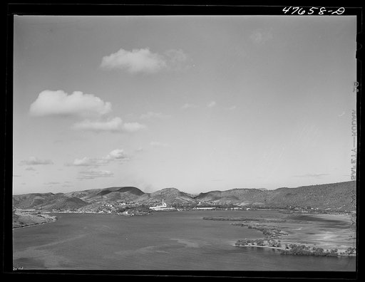 Guanica Bay, Puerto Rico. In the distance is Ensenada and the sugar mill of the South Puerto Rico Sugar Company
