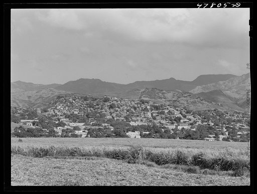 Untitled photo, possibly related to: Yauco, Puerto Rico. The town, with slums sprawled on the hillside