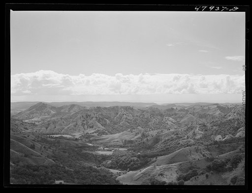 Untitled photo, possibly related to: Guanica, Puerto Rico. Landscape of country looking south toward the town. The southwestern coast of Puerto Rico is in the background