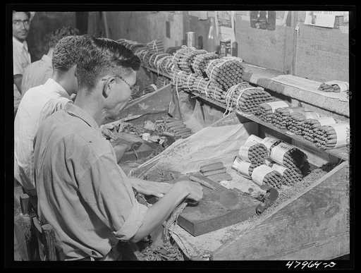 Yauco, Puerto Rico. In a small cigar factory. These cigars are made for local consumption and sell for about two cents