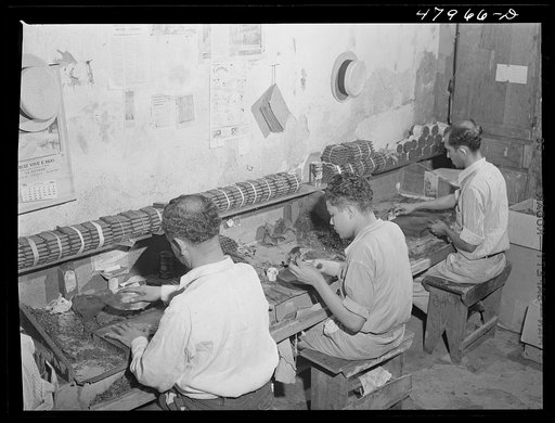 Yauco, Puerto Rico. In a small cigar factory. These cigars are made for local consumption and sell for about two cents