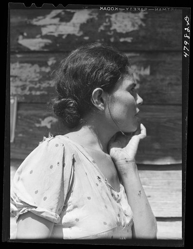 Untitled photo, possibly related to: Arecibo, Puerto Rico (vicinity). Farm laborer's wife in the sugar cane country