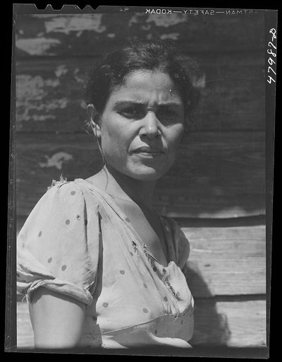 Untitled photo, possibly related to: Arecibo, Puerto Rico (vicinity). Farm laborer's wife in the sugar cane country