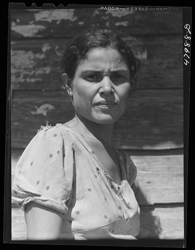 Untitled photo, possibly related to: Arecibo, Puerto Rico (vicinity). Farm laborer's wife in the sugar cane country
