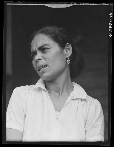 Untitled photo, possibly related to: San Sebastian, Puerto Rico. Farm laborer's wife living in the hills