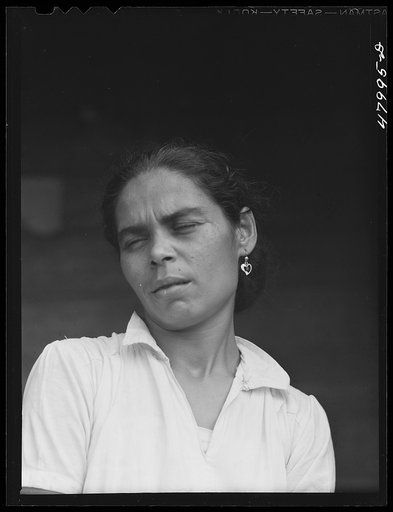 Untitled photo, possibly related to: San Sebastian, Puerto Rico. Farm laborer's wife living in the hills