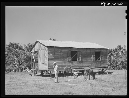 Arecibo, Puerto Rico. Moving a house to make room for a new road near Arecibo