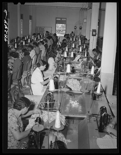 San Juan (vicinity), Puerto Rico. In a needlework factory