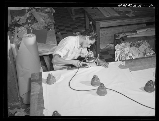Untitled photo, possibly related to: San Juan (vicinity), Puerto Rico. In a needlework factory