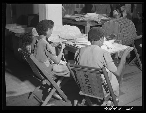 San Juan (vicinity), Puerto Rico. In a needlework factory