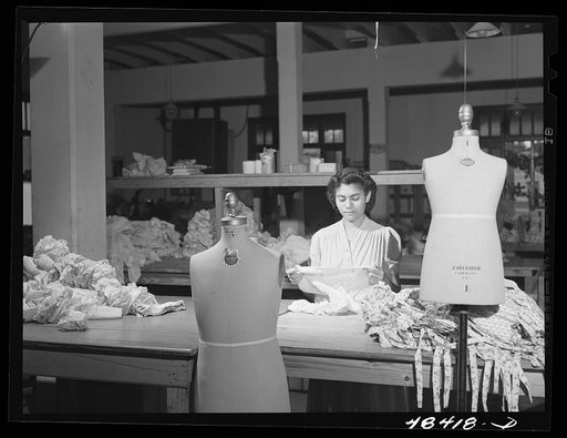 San Juan (vicinity), Puerto Rico. In a needlework factory