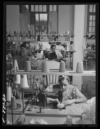 San Juan (vicinity), Puerto Rico. In a needlework factory