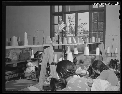 Untitled photo, possibly related to: San Juan (vicinity), Puerto Rico. In the needlework factory