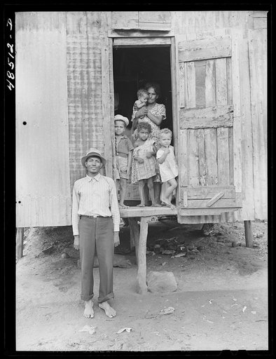 Yabucoa, Puerto Rico. Striking sugar cane worker and his family