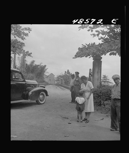 Untitled photo, possibly related to: Yabucoa, Puerto Rico (vicinity). At the entrance of a sugar mill where the workers are on strike