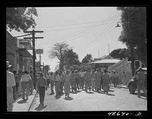Untitled photo, possibly related to: Yabucoa, Puerto Rico. Sugar strikers picketing a sugar plantation